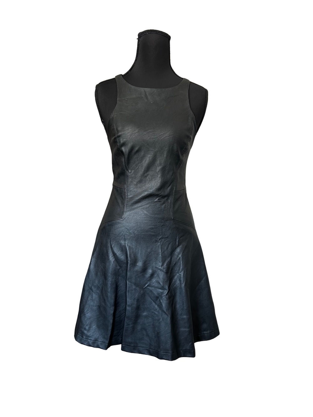 Tbags Los Angeles Sleek Black Faux-Leather Mini Dress